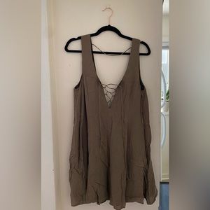 Thrifted brown/green crisscross dress